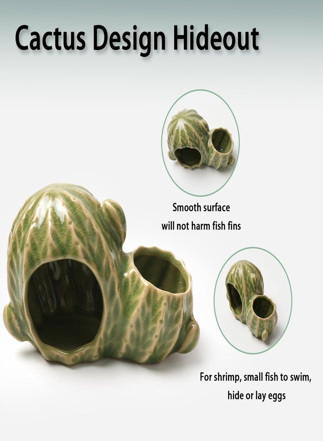 Deapeey Aquarium Decor Cave Betta Fish Tank Accessories Ornaments Cactus House Hideout for Shrimp Cichlid Hermit Crab, Octopus Hiding Breeding for Tank (Green Cactus) - Image 5